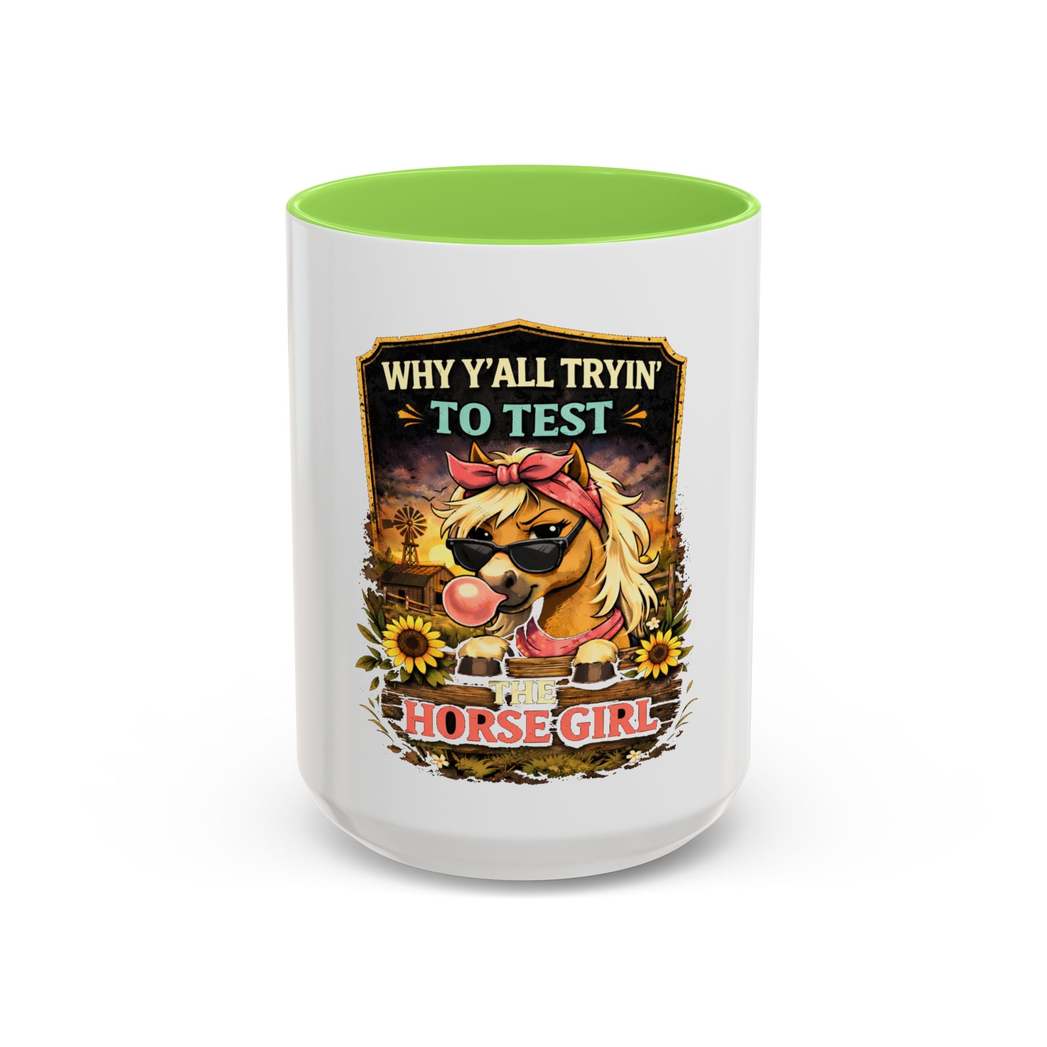Why Y'all Tryin' to Test Horse Girl mug | Colorful 11oz 15oz ceramic HorseGirlsBrand