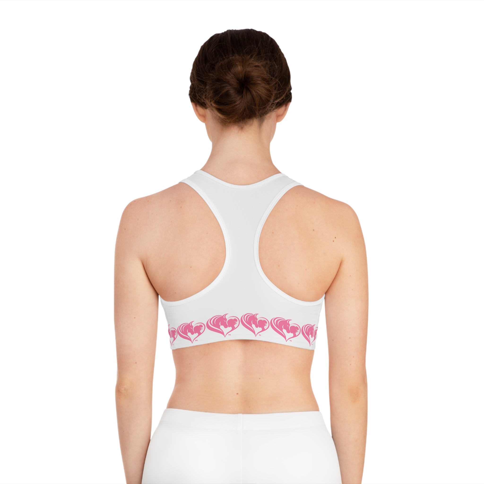 Pink Heart Logo Border Sports Bra | HorseGirlsBrand