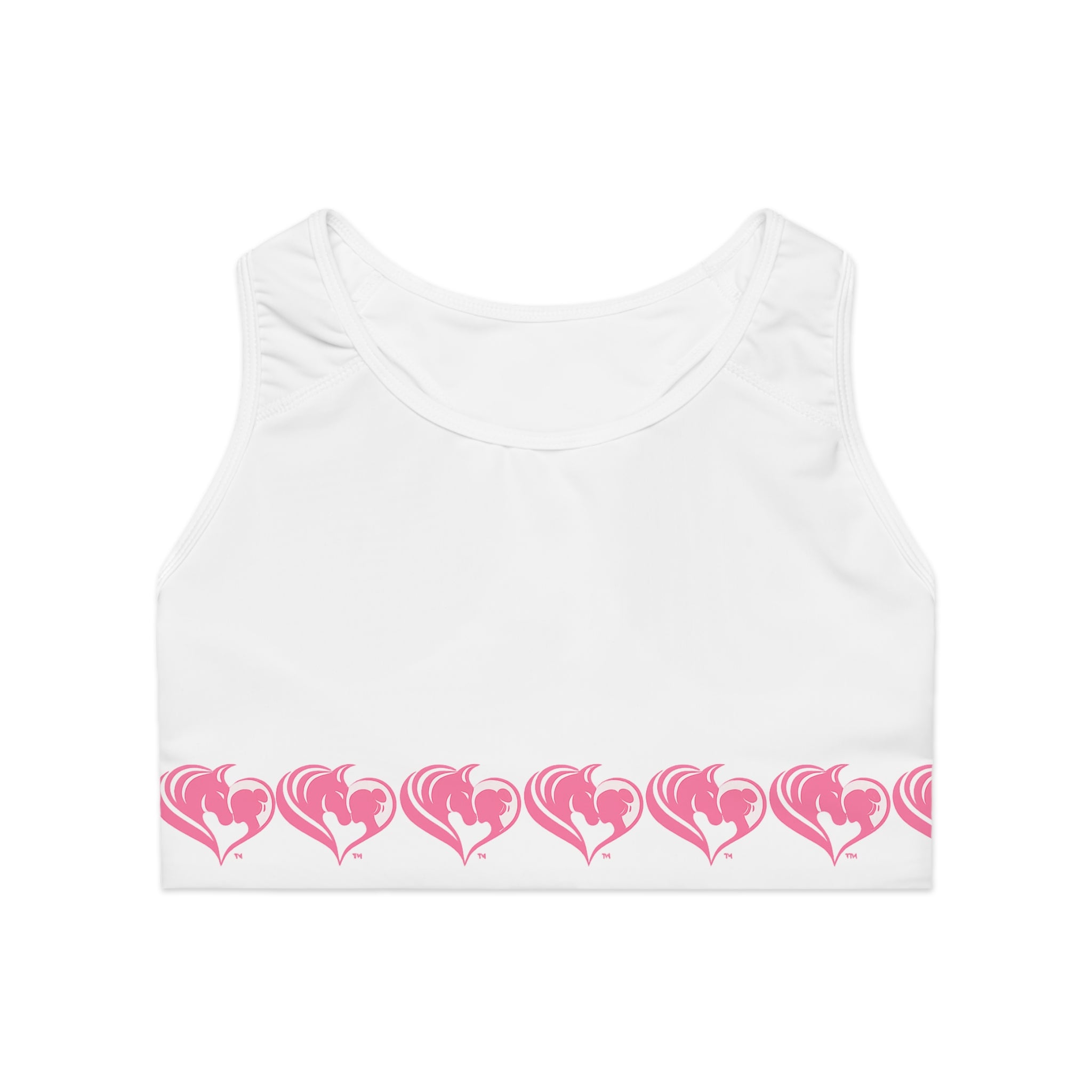 Pink Heart Logo Border Sports Bra | HorseGirlsBrand