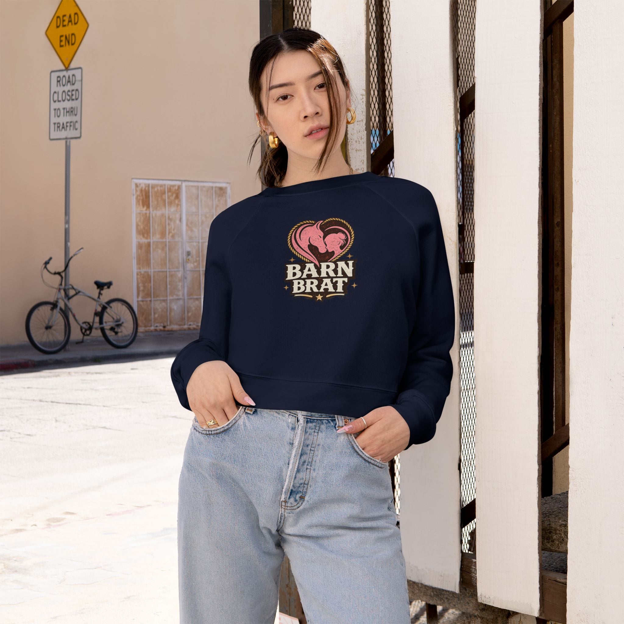 Barn Brat Heart Cropped Pullover Sweatshirt | HorseGirlsBrand