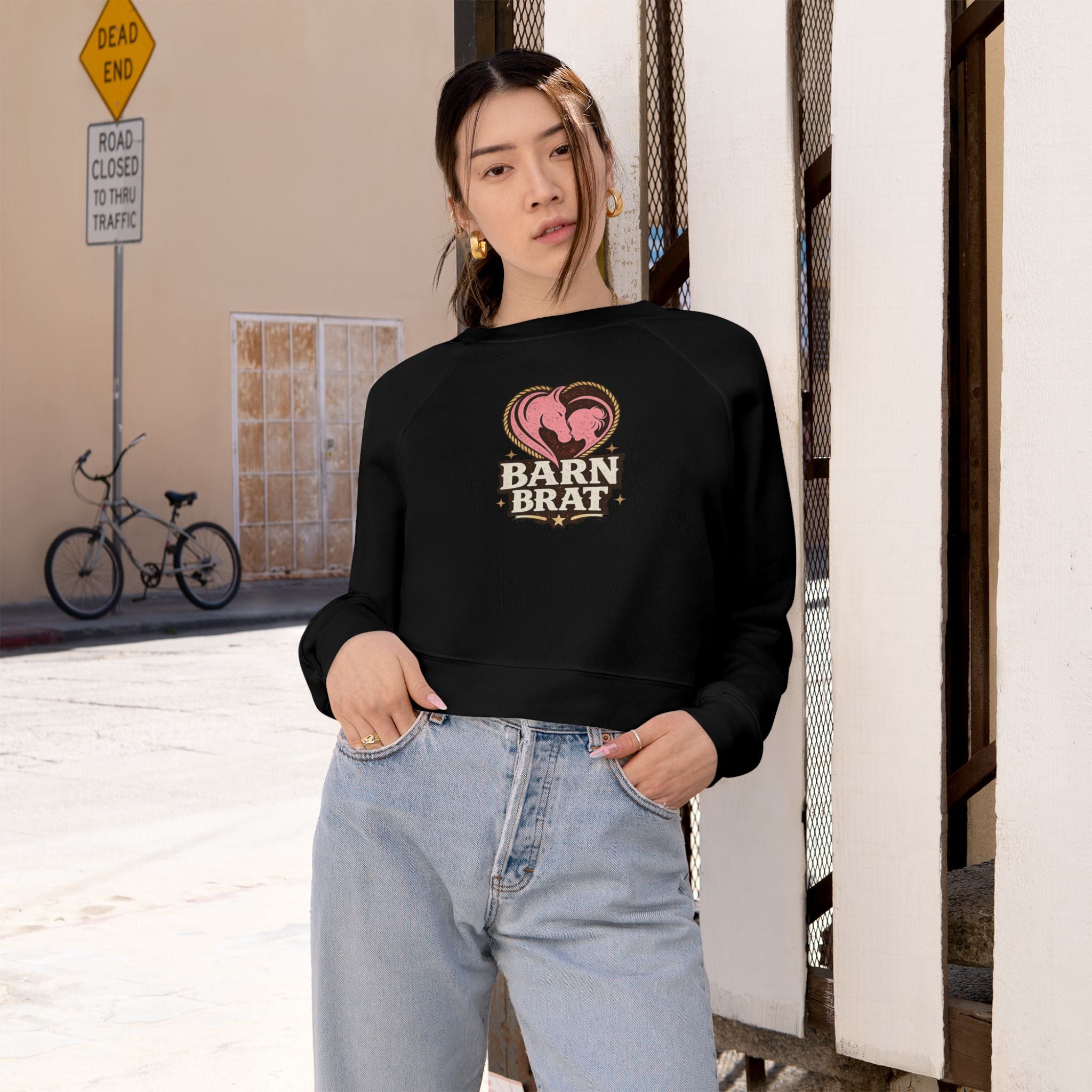 Barn Brat Heart Cropped Pullover Sweatshirt | HorseGirlsBrand