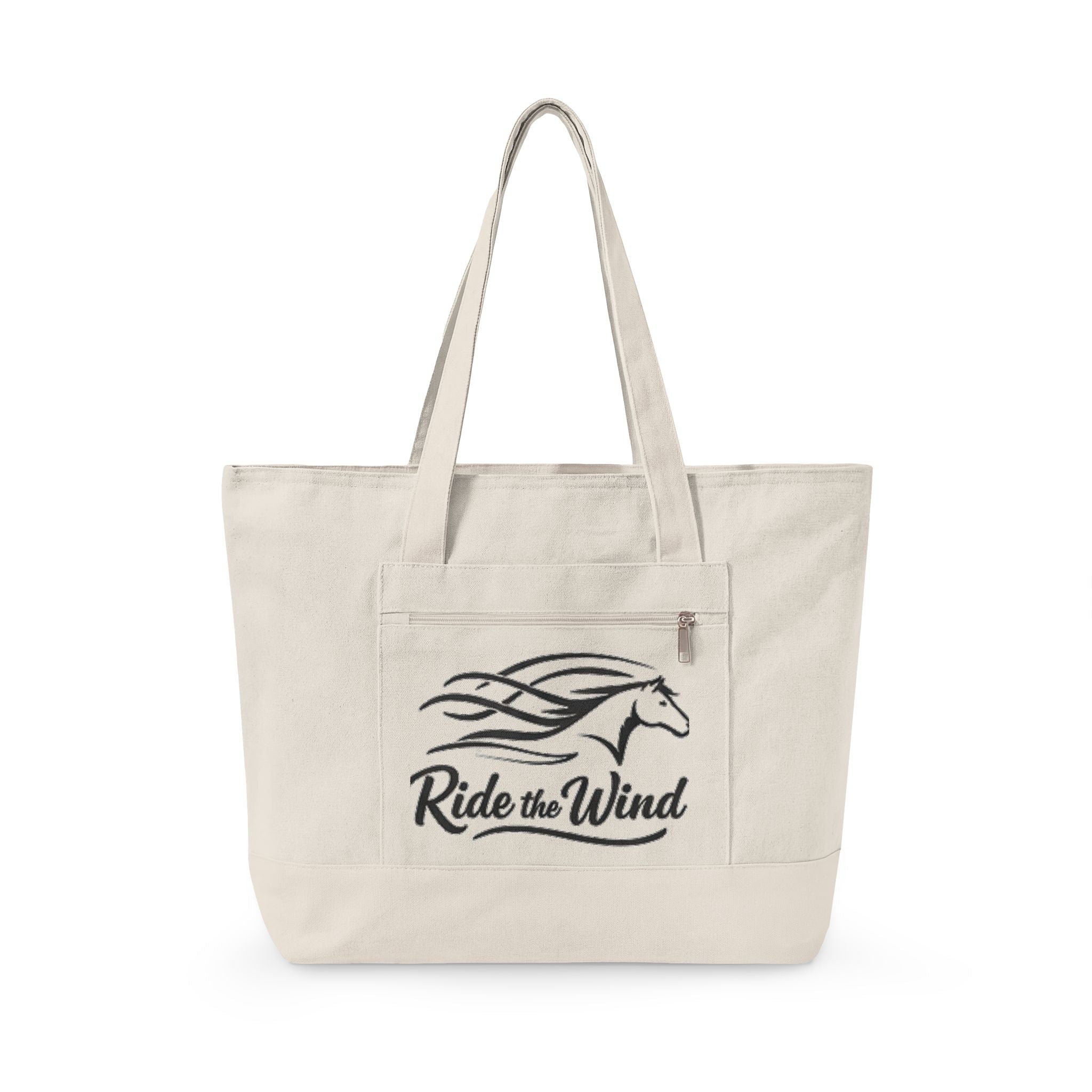 Ride the Wind Horse Zippered Canvas Tote | embroidered look, beach bag HorseGirlsBrand
