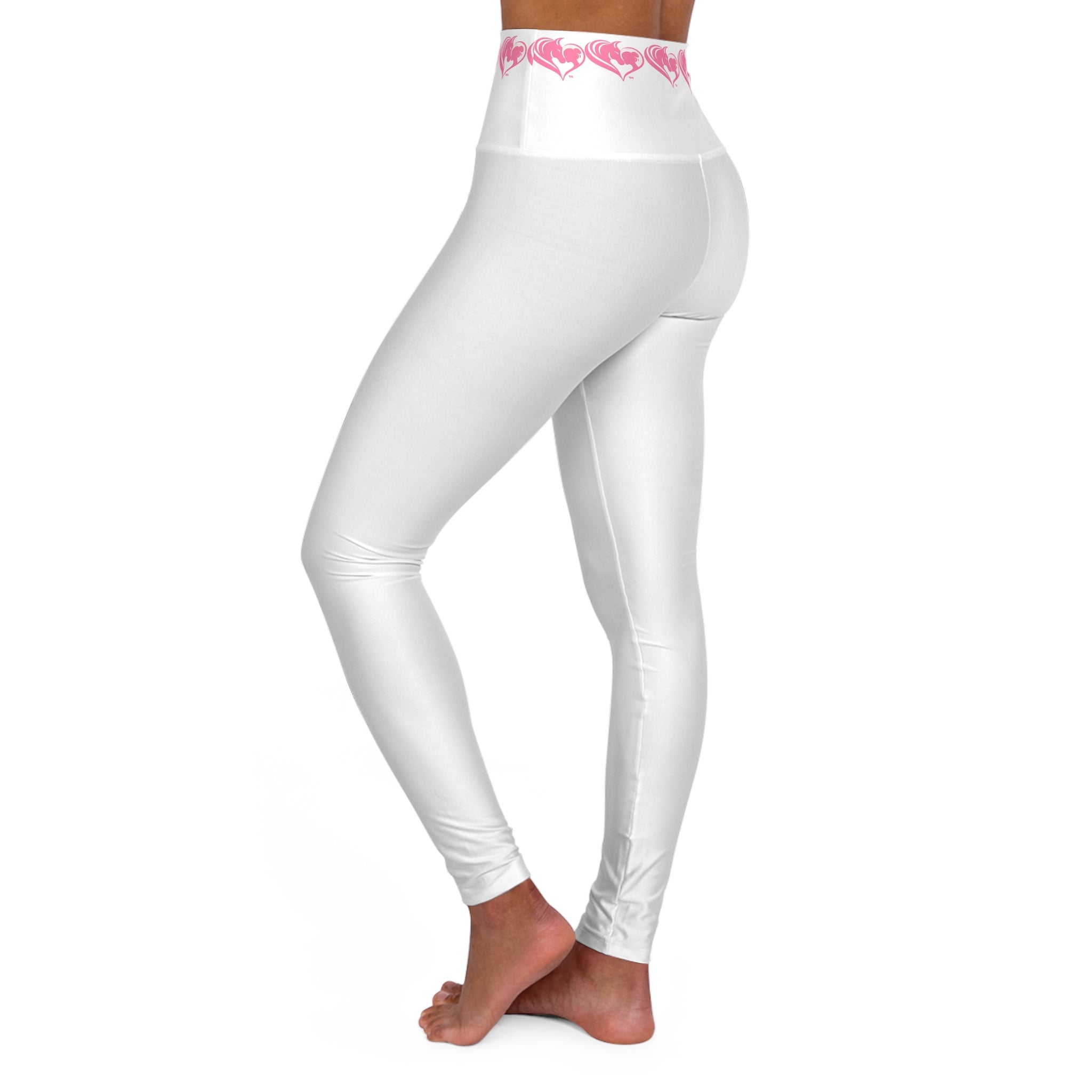 Pink Heart Watercolor Stripe High Waisted Yoga Leggings HorseGirlsBrand