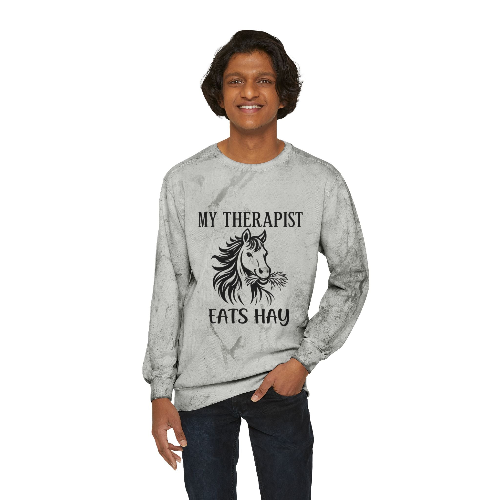 My Therapist Eats Hay horse graphic Sweatshirt | tie dye crewneck