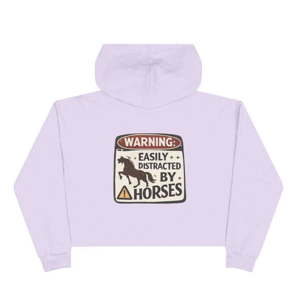 Easily Distracted by Horses Crop Hoodie | Horse Silhouette Warning Sign HorseGirlsBrand
