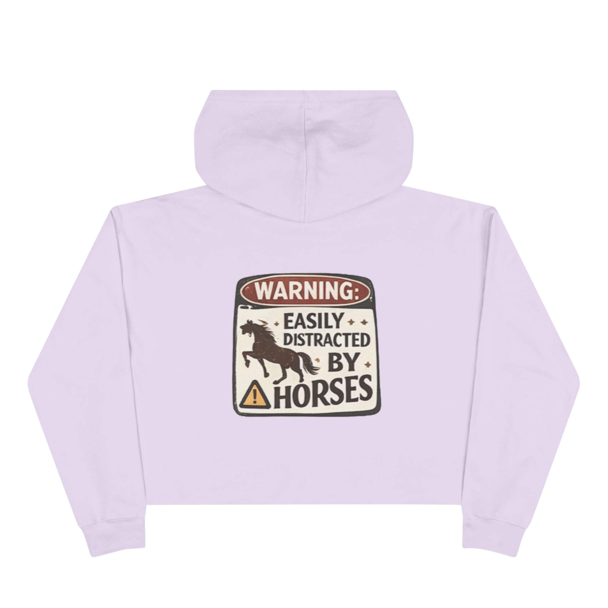 Easily Distracted by Horses Crop Hoodie | Horse Silhouette Warning Sign HorseGirlsBrand