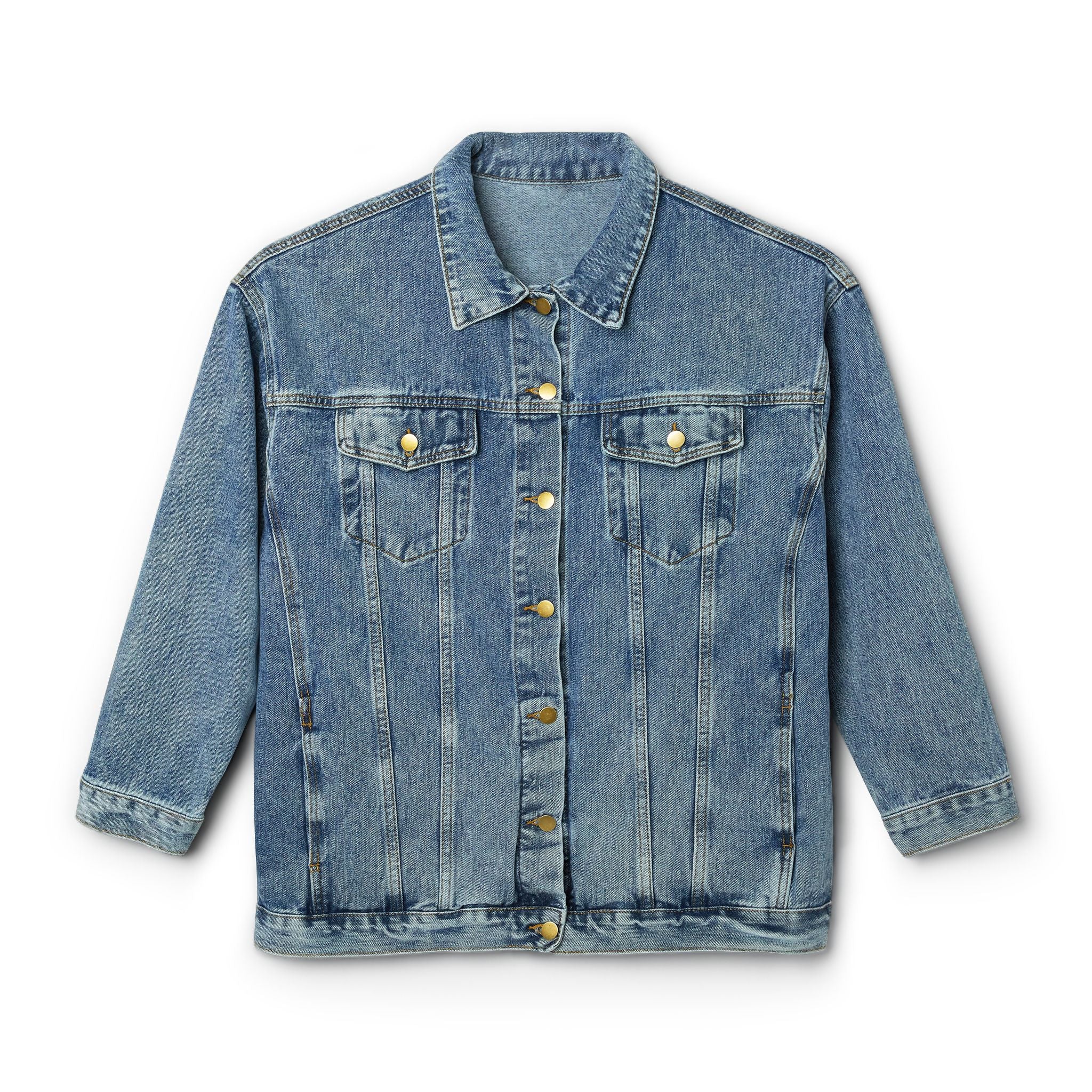 Horse and Girl Heart design Denim Jacket | Equestrian silhouette, pink back print HorseGirlsBrand