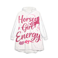 Horsee Girl Energy Equestrian Print Hooded Blanket | Oversized Horse Pattern, Kangaroo Pocket, HorseGirlsBrand