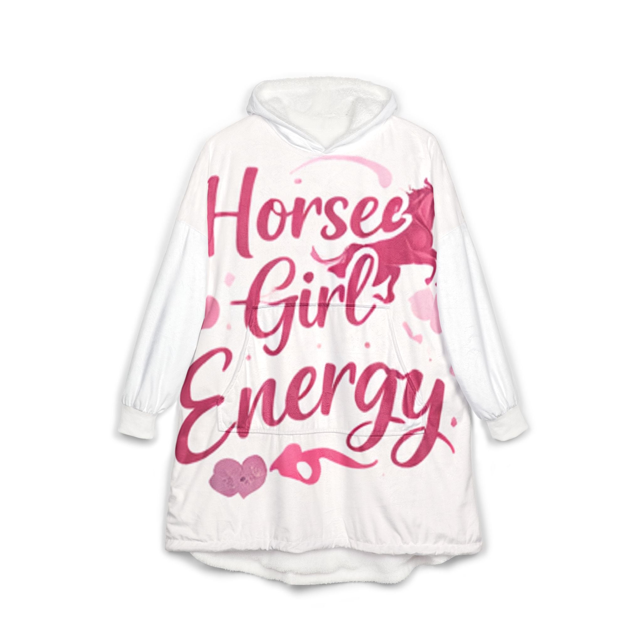Horsee Girl Energy Equestrian Print Hooded Blanket | Oversized Horse Pattern, Kangaroo Pocket, HorseGirlsBrand